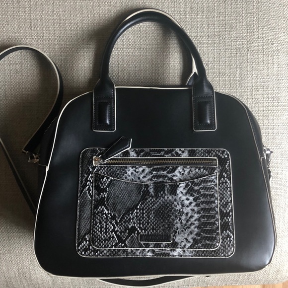 Black and Grey Snake Skin Vera Bradley Bowler Bag - Picture 1 of 6